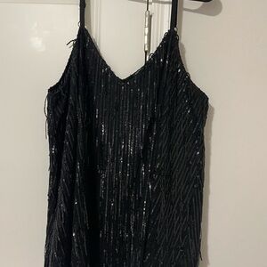 Torrid Black Sequin Fringe Tank Top